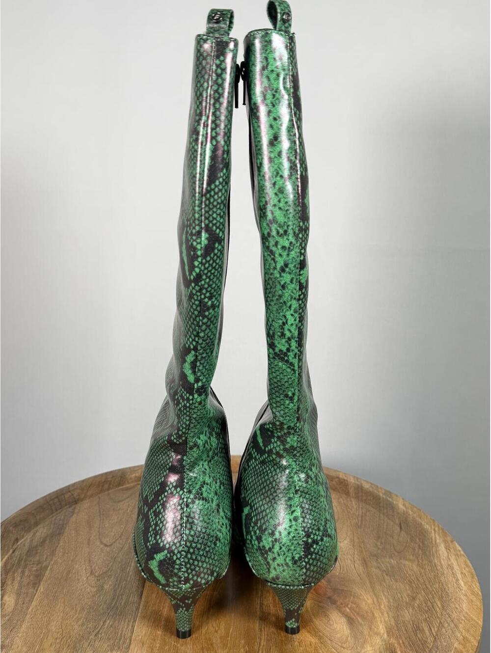 French Connection Green Snakeskin Heeled Boots Pointed Toe Size 6 NWB - Picture 5 of 12